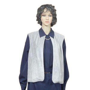 ASTOR ONE  Vintage Genuine Leather Light Gray Vest  Size M
